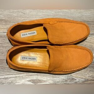 Steve Madden Men’s Orange Perforated Suede Slip-On Loafers